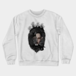 Wonderful dark lion with a half women face Crewneck Sweatshirt